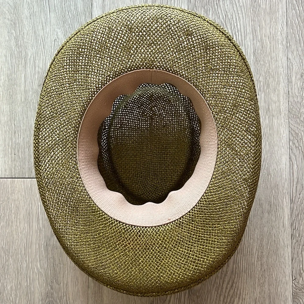 80s Cowboy Olivegreen Straw Hat Western Sun Beach Hiking Resort Travel Fall